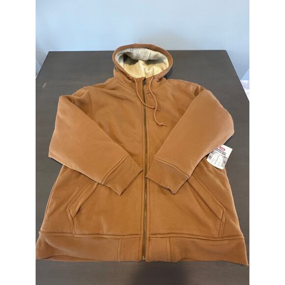 NWT Wrangler Men’s Workwear Hooded Fleece Water Repellent Jacket Size Large - Picture 1 of 8